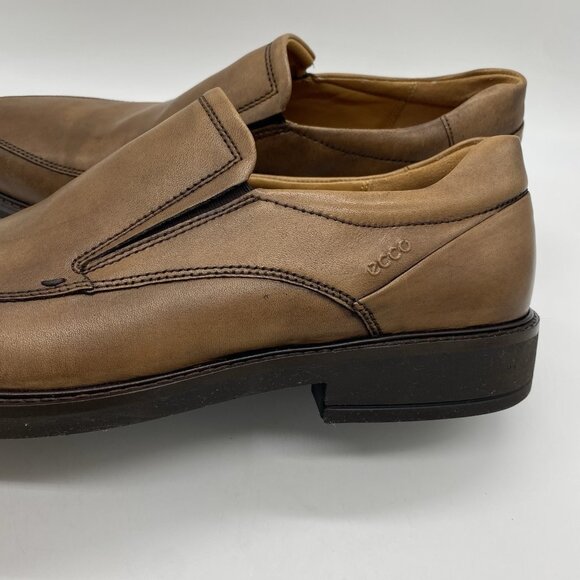Ecco Holton Brown Leather Slip-On Dress Shoes Men\'s 12 EU 46 Apron Toe Loafers